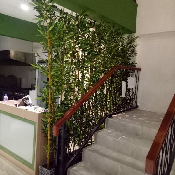 Penyekat ruangan dari bambu dengan daun plastik